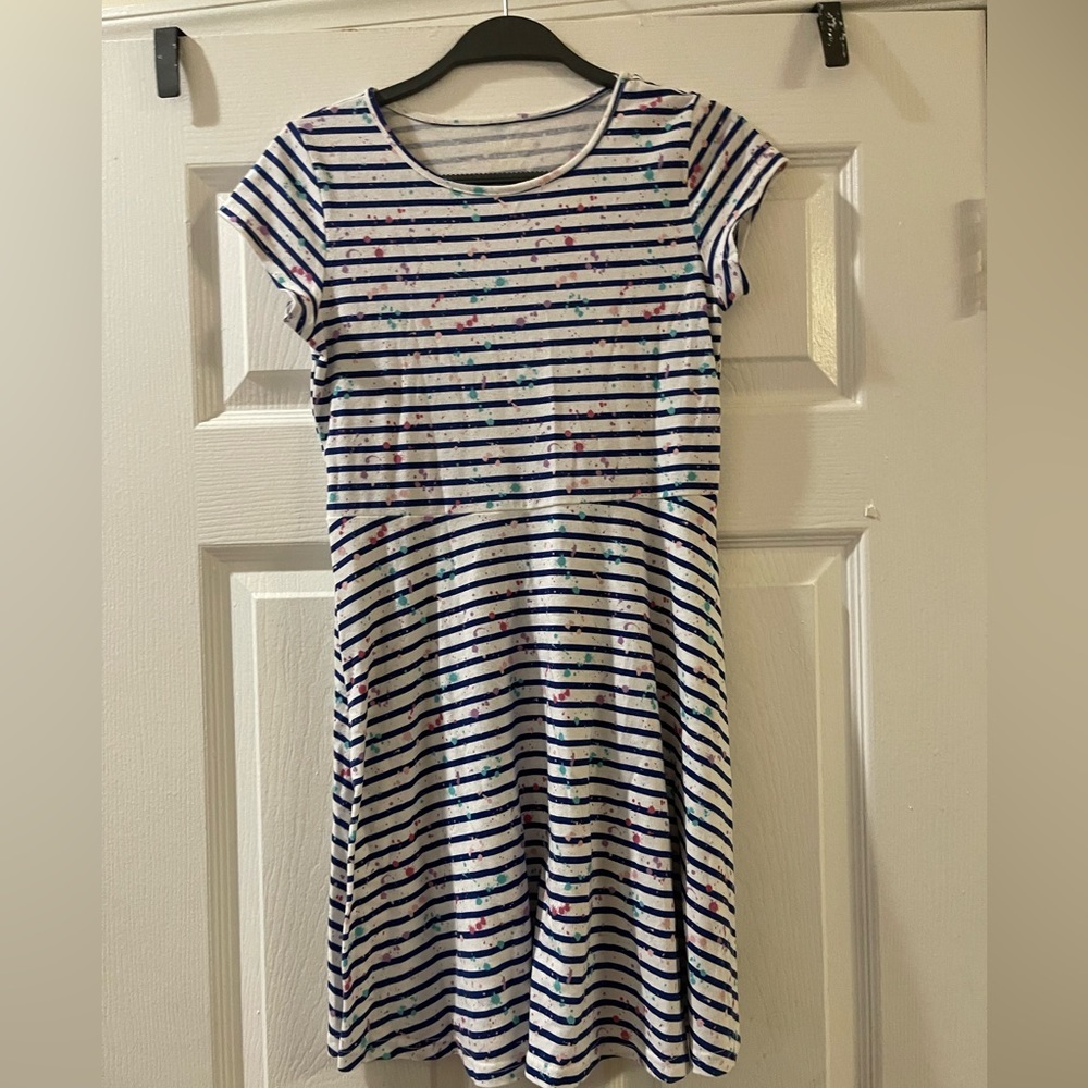 Children Place 2 Dresses (Pink) (Blue & White Stripes) Size L 10-12 - Picture 1 of 3